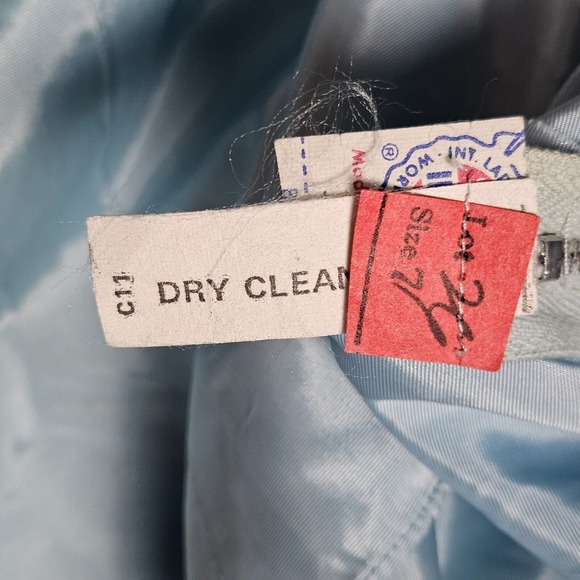 VTG Prairie Dress Sheer Mesh Overlay  7 Bany Blue Lace Trim 1970s Cottagecore - Picture 3 of 11